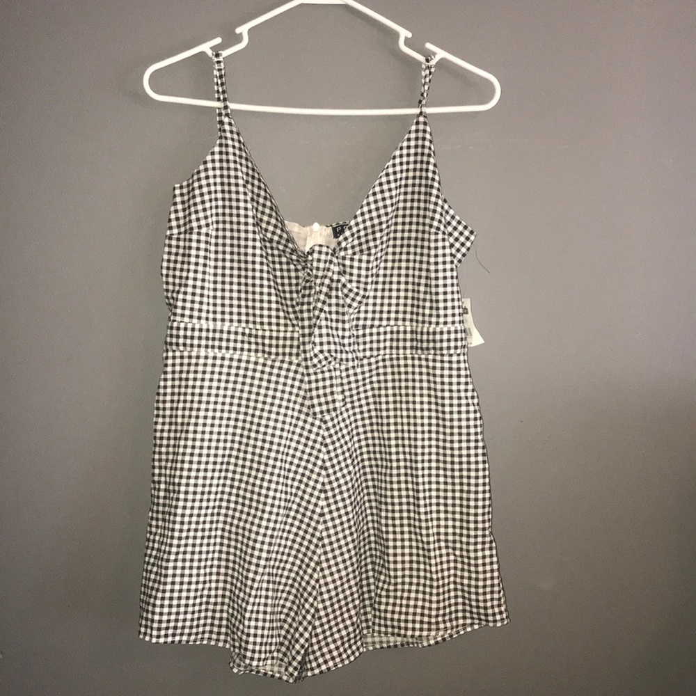 Checkered Print Romper (with tags)